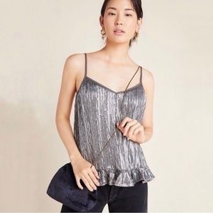 Anthropologie Amelie Holiday Silver Sequin Top